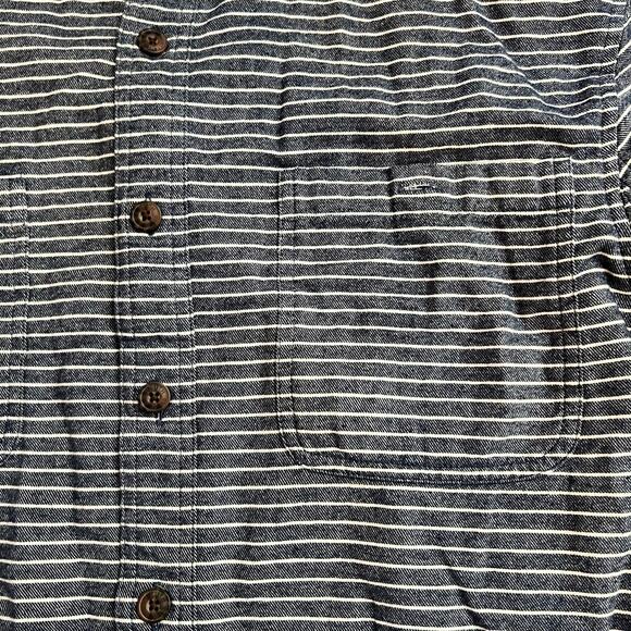 Duluth Trading Shirt Mens Large Tall Free Swingin Flannel Relaxed Stripe Blue - Picture 2 of 8